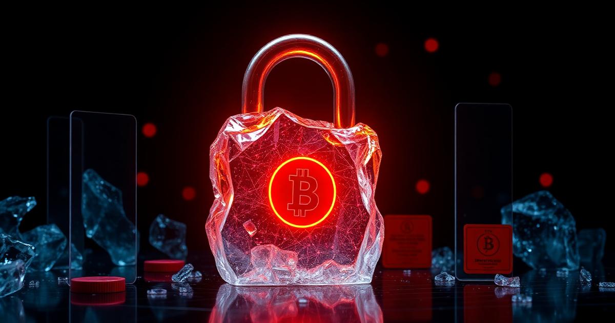 Cadenas de glace et de feu symbolisant la sécurité d'une plateforme financière